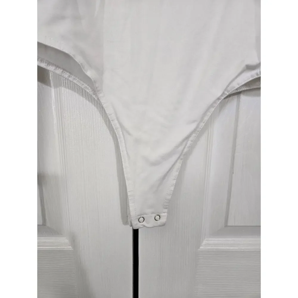 Faded rose medium women's white long sleeve bodysuit